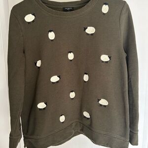 Talbot’s Medium Petite Cozy Sweatshirt with Embroidered Sheep
